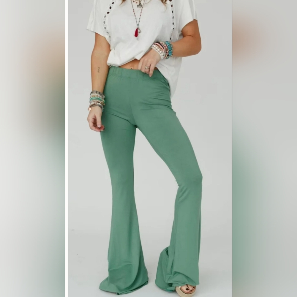 Women's Green Flare Pants
